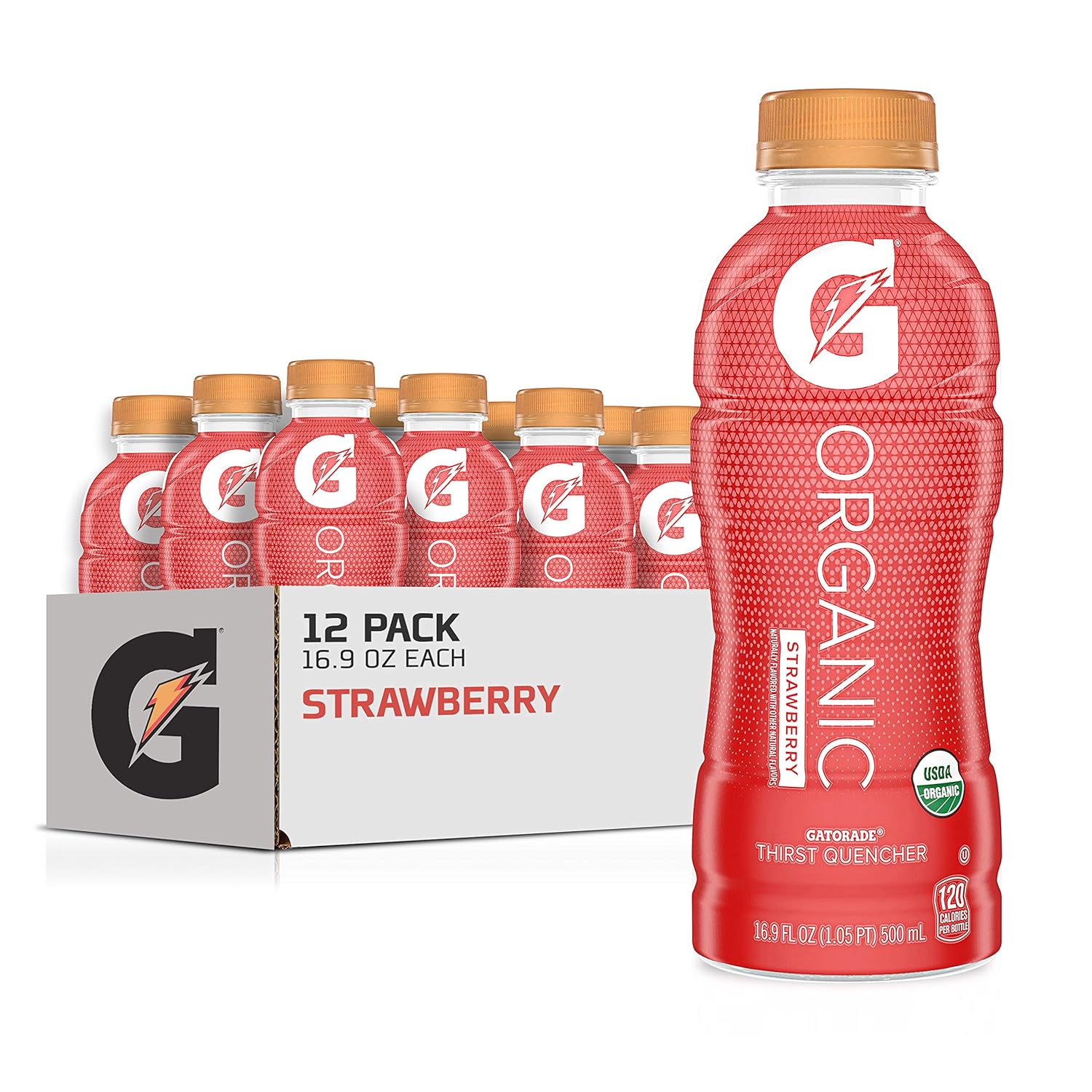 G Organic， Passion Fruit， Gatorade Sports Drink， Organic Hydration， USDA Certified Organic， 16.9 oz. Bottles (Pack of 12) - Image 1
